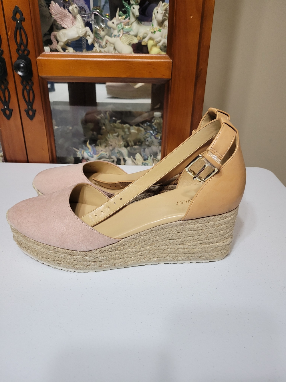 Nine West Pink Espadrille Wedge Sandals